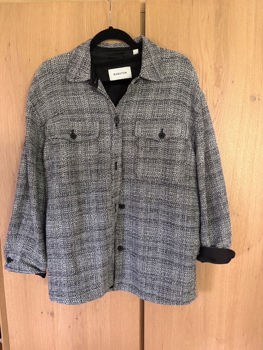 Aritzia Babaton Black and Gray Tweed Button-Front Jacket